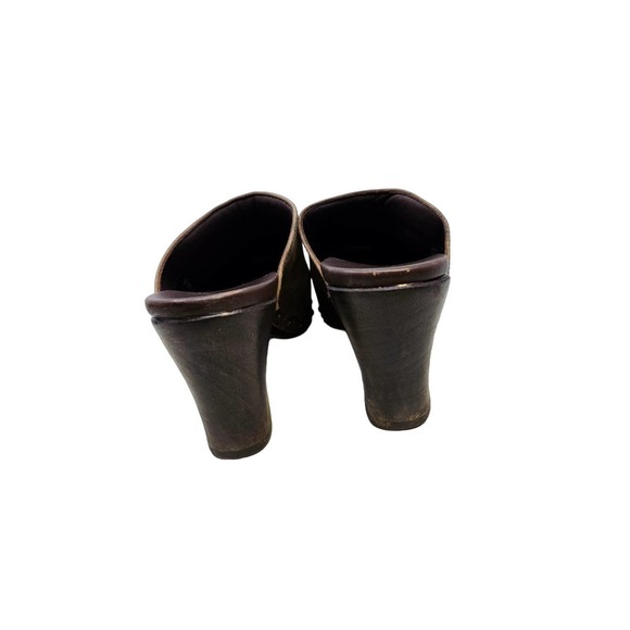 Dansko 38 Brown Leather Wooden Clog Chunky Comfort Boho Rae Heel Orthopedic - Picture 4 of 7